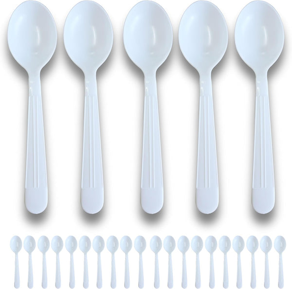 Plastic Utensils Spoon Individual Packaging - Silverware Bulk Pack Disposable Cutlery Party Supply Heavy Duty