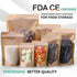50pcs Kraft Bags with Window, Clear Front Pouches, Resealable Stand Up Zip Lock Food Storage Bags, Brown