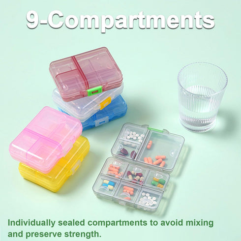 Wopanxye 9 Large Travel Pill Organizer Box, Daily Medicine Dispenser, Compartment Weekly Supplement Holder Pill