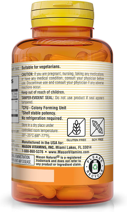 MASON NATURAL Probiotic with Prebiotic, 40 Veggie Caps for Healthy Digestive Function