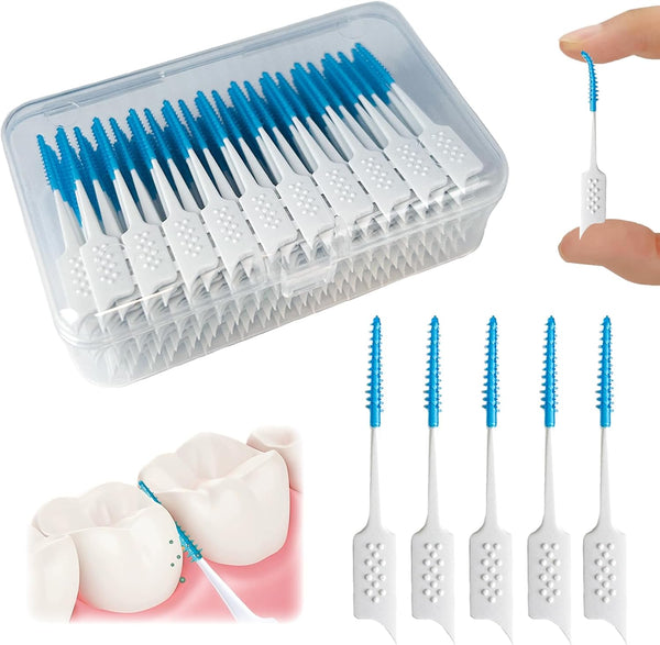 Soft Silicone Interdental Brush, Braces Brush, Corrective Brush, Disposable, Suitable for Cleaning Teeth Health (Blue,