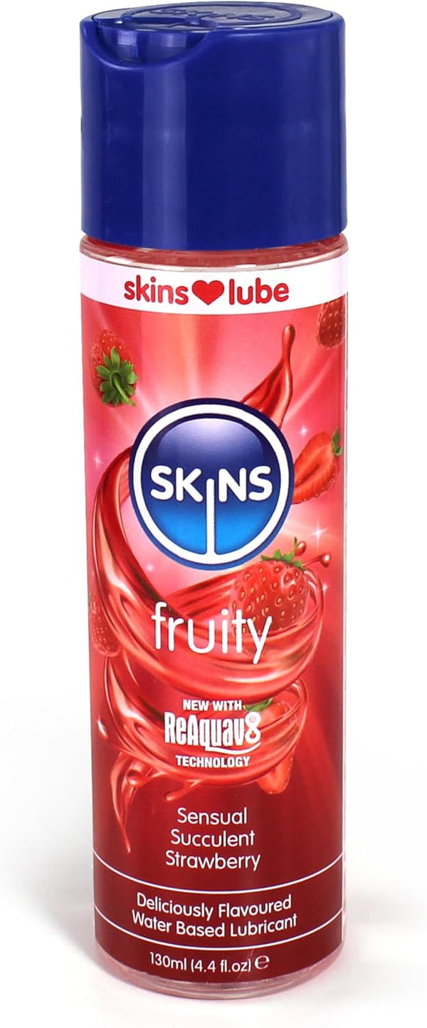 Skins Strawberry Flavored Lube Gel - Flavored Adult Lube for Oral and