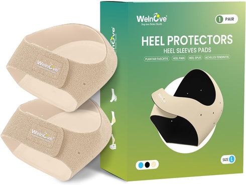 Plantar Fasciitis Heel Protectors for Heel Pain - Welnove Heel Cups for Spur Pain Relief, Cushion for Achilles