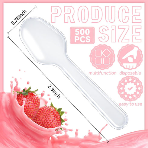 500 Pcs Disposable Clear Plastic Mini Spoons, Tasting Spoons, Small Dessert Spoons, Ice Cream Spoons for for Crafts, Tasting, Sampling -3 Inch
