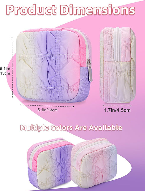 SERTRI Rainbow-2) Period Bag for Girls, Quilted Period Pouch for Women, Sanitary Napkin Storage Bag Menstrual Pad