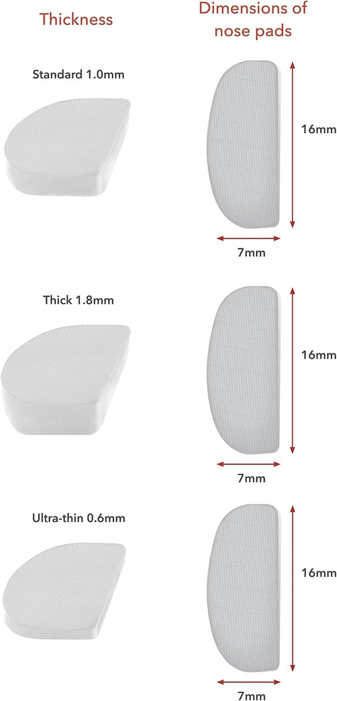 Setex Gecko Grip Ultra-Thin Anti Slip Eyeglass Nose Pads - 5 Clear Pairs, USA Made, 0.6mm x 7mm x 16mm