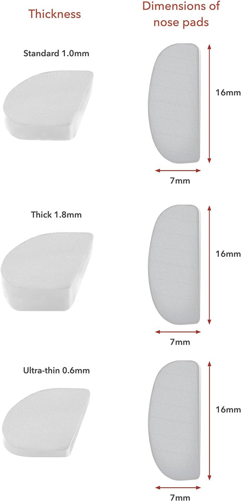 Setex Gecko Grip 1mm Anti Slip Eyeglass Nose Pads, Bulk Pack of 15 Clear Pairs, USA Made