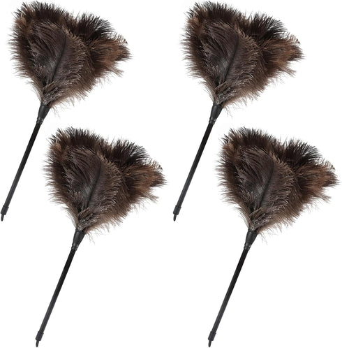 Ostrich Feather Duster Mini, Natural Fluffy Soft with Plastic Handle, Eco-Friendly Washable Reusable Handheld for
