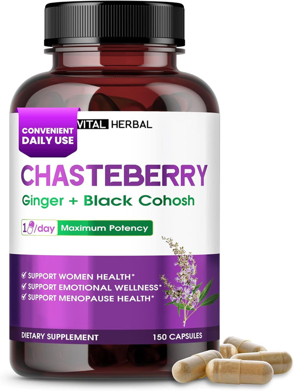VITAL HERBAL Liposomal Chasteberry with Ginger & Black Cohosh Supports Hormone Balance, Emotional Wellness