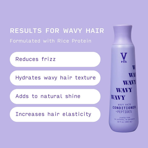 V&Co. Beauty Wavy Hair Conditioner with Peptide Technology, 12 oz