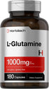 Horbaach L Glutamine Capsules 1000mg | 180 Count | Non-GMO, Gluten Free | Pre and Post Workout Supplement