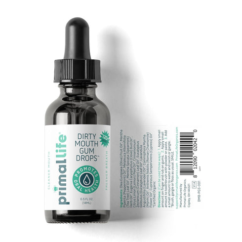 Primal Life Organics Dirty Mouth Gum Serum, Natural Essential Oils for Good Breath, Gentle Mouthwash, Organic, Vegan