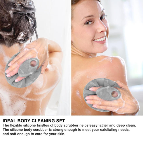 INNERNEED Soft Silicone Body Cleansing Brush, Gentle Exfoliating Shower Scrubber for All Skin Types, Gray