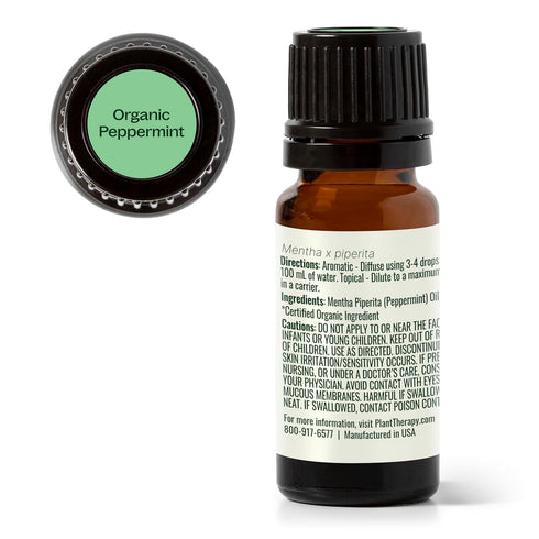 Plant Therapy Organic Peppermint Essential Oil, 100% Pure, USDA Certified Organic, 10 mL (1/3 oz)