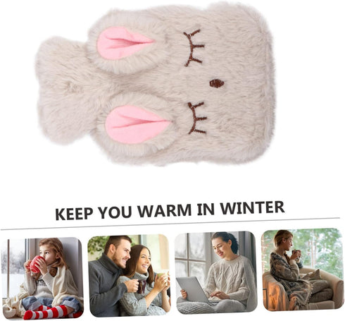 Pack Healifty Plush Cover Hot Water Bag with Removable Sleeve Winter Hand Warmer for Adults and Soft Insulated Heat
