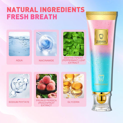 YKJHCSL 2Pcs Niacinamide Whitening Toothpaste, Bright White Toothpaste for Fresh Breath, Nicotinamide Dazzling White
