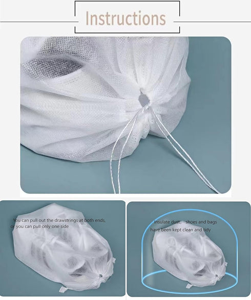 30 Eco-Friendly Travel Shoe Bag Storage Bags, Non-Woven Dust-Proof Bags with Rope for Shoes and Bags