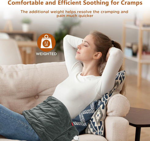 Comfytemp Weighted Heating Pad for Back & Cramps, 2.2lb Electric Neck Shoulder Heat Pad, 12x24, Washable, 2H Auto-Off,