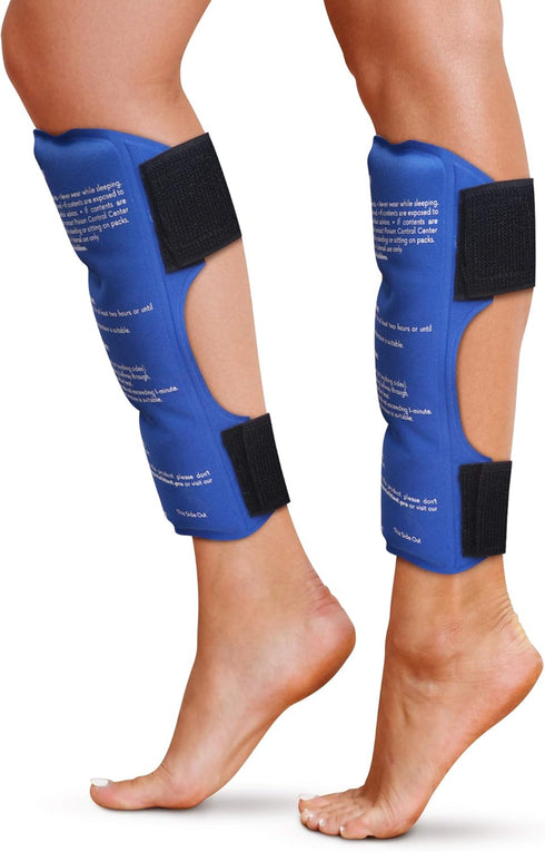 Shin Splint Ice Packs, HSA and FSA Eligible Reusable Hot and Cold Therapy Wrap for Leg or Calf Pain Relief, Freezable