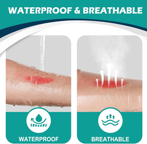 YHOVID 100 Packs 4" 4.75" Swimming, Transparent Film Dressing x - Waterproof Bandages for Showering, Wounds, Post