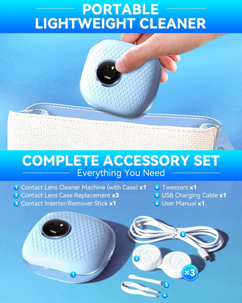 VCNFPRO 2025 Cleaner50KHz MotorTop1 99% Upgraded Ultrasonic Contact Lens Germany Super Intelligent Chip-Smart