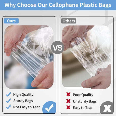 COIDEA 100 Pcs Cellophane Bags, 8.3x10.2 Inches Resealable Clear Poly Bags for Clothes, Decorative Wrappers, Party