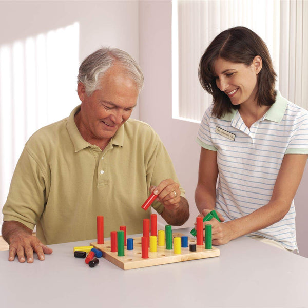 Sammons Preston Graded Pegboard, Multi-Colored, Height Varying Pegs for Occupational Therapy, Rehabilitation Aid, Helps