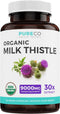 USDA Organic Milk Thistle Capsules, 80% Silymarin Supplement for Liver Support, 300mg, 60 Day Supply