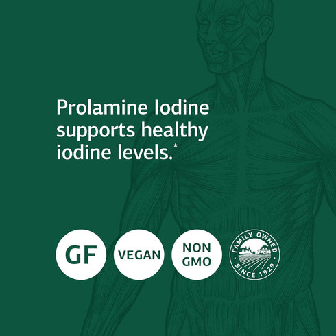Standard Process Prolamine Iodine - 90 Tablets for Thyroid Support with Prolamine Iodine, Calcium Lactate & Magnesium