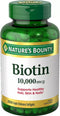 Nature's Bounty Biotin 10,000 mcg, 250 Rapid Release Softgels for Healthy Hair, Skin, and Nails