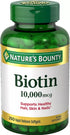 Nature's Bounty Biotin 10,000 mcg, 250 Rapid Release Softgels for Healthy Hair, Skin, and Nails