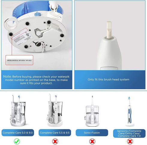 Brush Heads for Waterpik Complete Care 5.0/9.0 (4-Pack, Black)