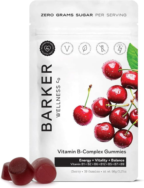 Barker Wellness Vegan B-Complex Gummies Comprehensive Energy & Metabolism Boost with B1,
