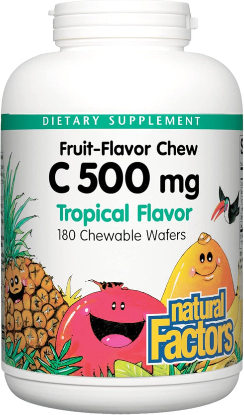 Natural Factors Kids Chewable Vitamin C 500 mg - Supports Immune Health, Bones, Teeth, and Gums - 180 Count