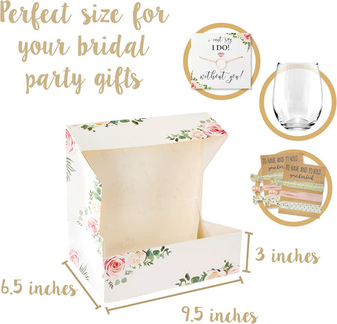 Pop Fizz Designs Maid of Honor Gift Box - Floral Style Thank You Box for Bridesmaid Proposal or Wedding Party