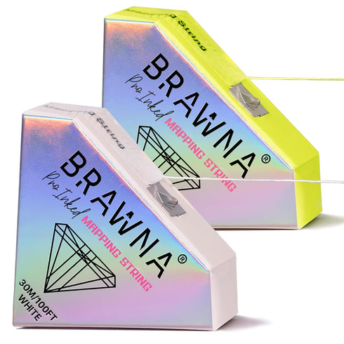BRAWNA 2 Pack Pro Inked PMU Mapping String for Brow and Lip Measuring - Yellow White (30 Meters Each)