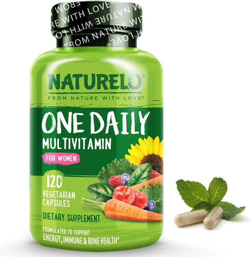 NATURELO One Daily Multivitamin for Women - Energy Support, Whole Food Supplement, 120 Capsules, Non-GMO