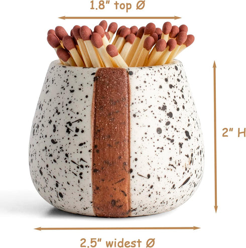 Ceramic Match Holders with Striker - Set of 2, Decorative Modern Home Decor Gifts, Matches NOT included