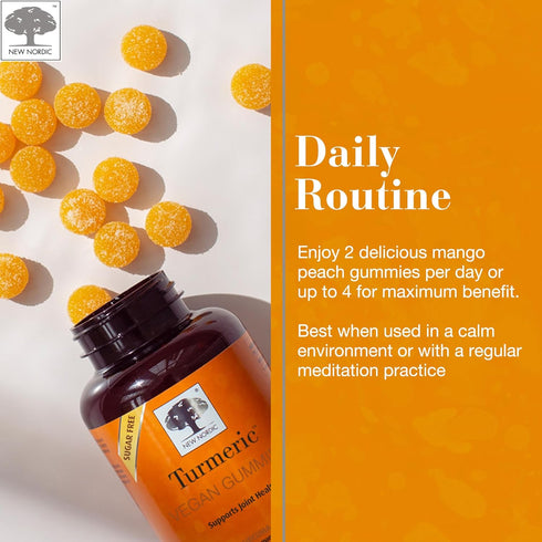 NEW NORDIC Turmeric Curcumin Gummies | Sugar Free | 300 mg Turmeric Supplement for Men and Women | 60 Count Supports