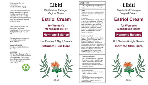 Libiti 50g Estriol Cream for Women, Silky Peach Vaginal Estrogen Cream, Menopause Relief: Hormone Balance, Treat Night
