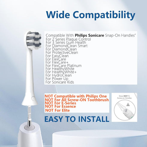 Replacement Heads Compatible with Philips Sonicare C2 C3 G2 G3 W3, 6PCS Toothbrush Refill
