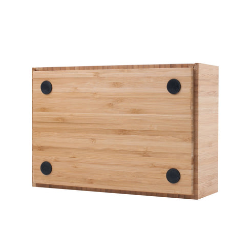 MobileVision Bamboo Makeup Drawer Organizer with 5-Compartment Brush Holder Stand