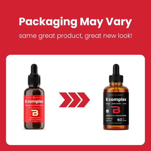 USDA Organic Vitamin B Complex Liquid Drops | B Vitamins Supplement with B1, B2, B3, B6, B7, B9 & Methyl B12