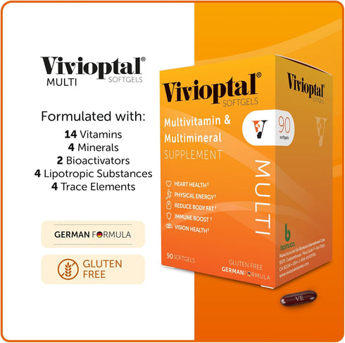 BOMUCA Vivioptal Multi Multivitamin & Multimineral Supplement, 90 Softgels, Gluten Free