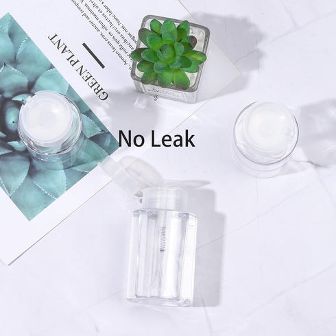 Pack of 3 Nail Polish Remover Pump Empty Dispenser Bottle for Alcohol, Acetone, 150ml, Clear Top Cap
