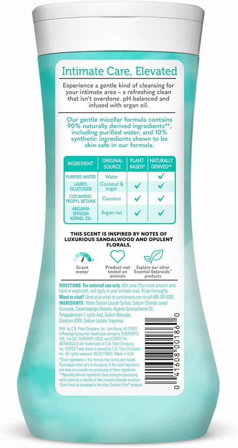 Summer's 12 Oz (Pack 2) Eve Essential Botanicals All-Over Daily Feminine Wash with Argan Oil, Gentle pH-Balanced Body