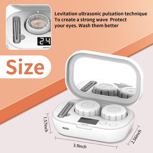 mUGLE Portable Ultrasonic Contact Lens Cleaner with USB Charger - Fit Disposable Soft, Colored & RGP Lenses - Travel