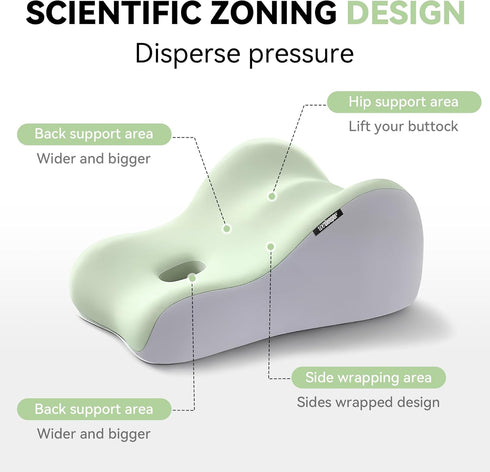 Tailbone Memory Foam Seat Cushion, Orthopedic Coccyx Support Pillow with Non-Slip Cover & Cutout Design, Ergonomic