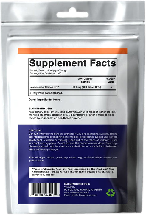 Vitamatic Lactobacillus Reuteri Probiotic Powder - Digestive Health Support, 100 Gram (3.5 OZ)
