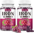 (2 Pack) Iron Gummies Supplement for Women & Men, Vegan Blood Builder with Vitamin C, B12, Folate - Grape Flavor, 120